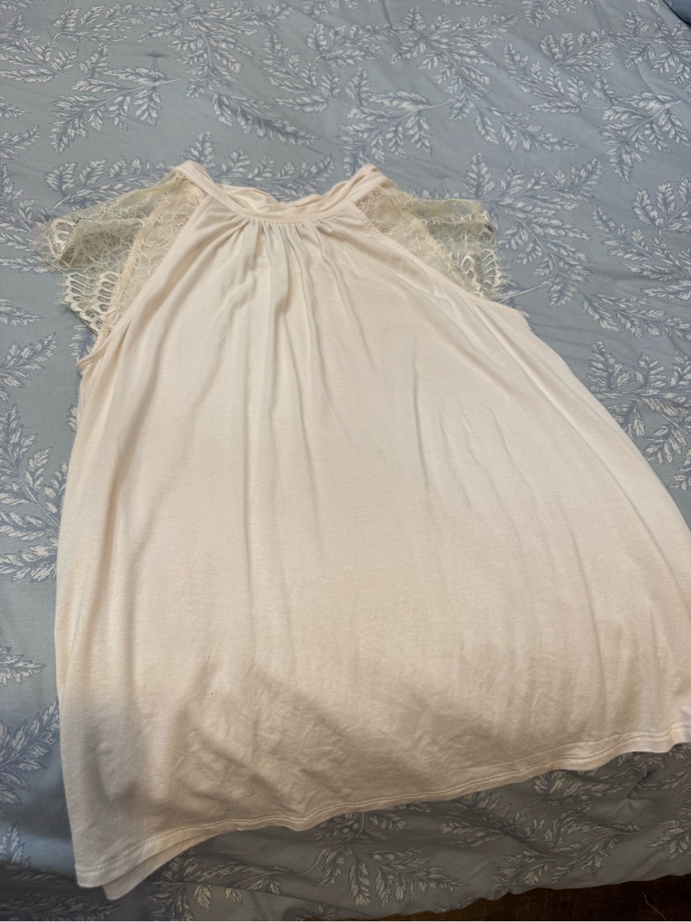Lace Sleeve Women's Tank Top in Light Cream
